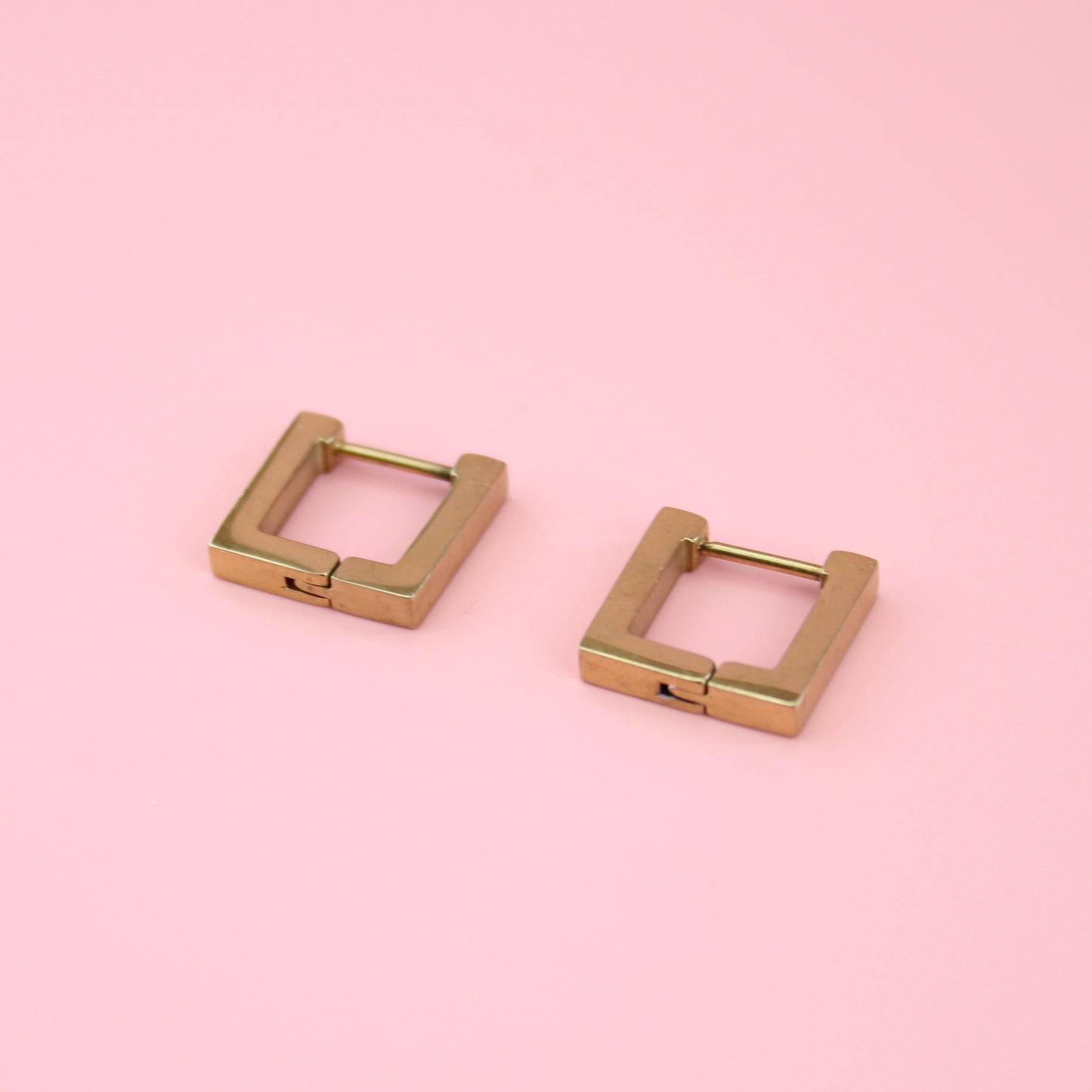 Square Huggie Earrings (Gold Plated)