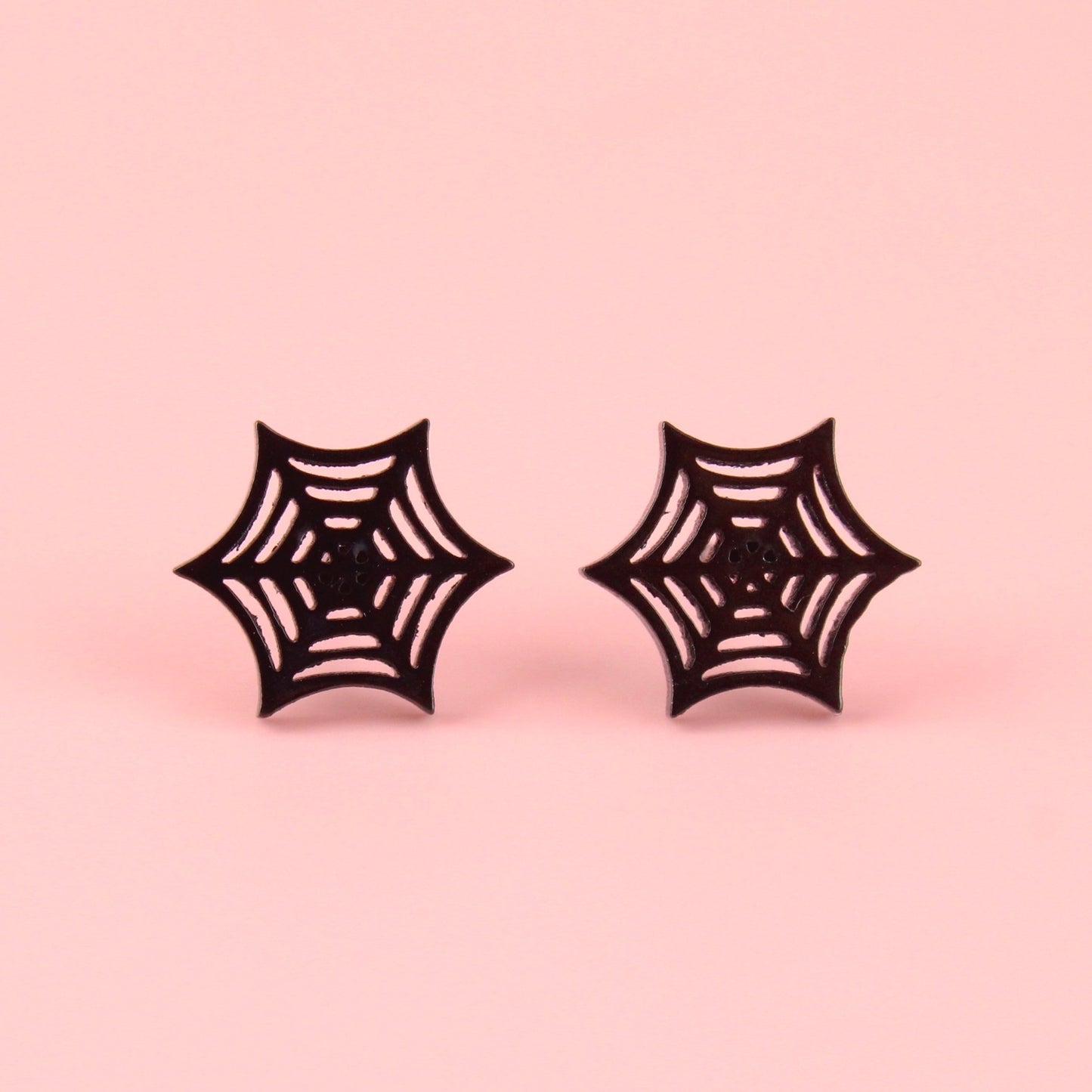 Spider Web Stud Earrings (Black)