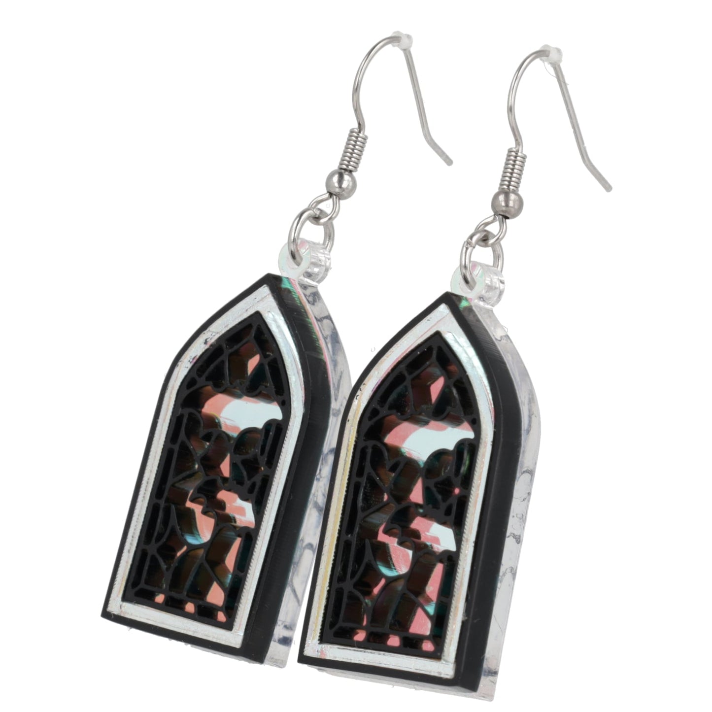Stained Glass Window Earrings - Bats