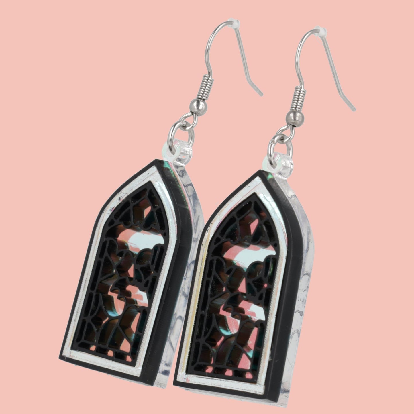 Stained Glass Window Earrings - Bats