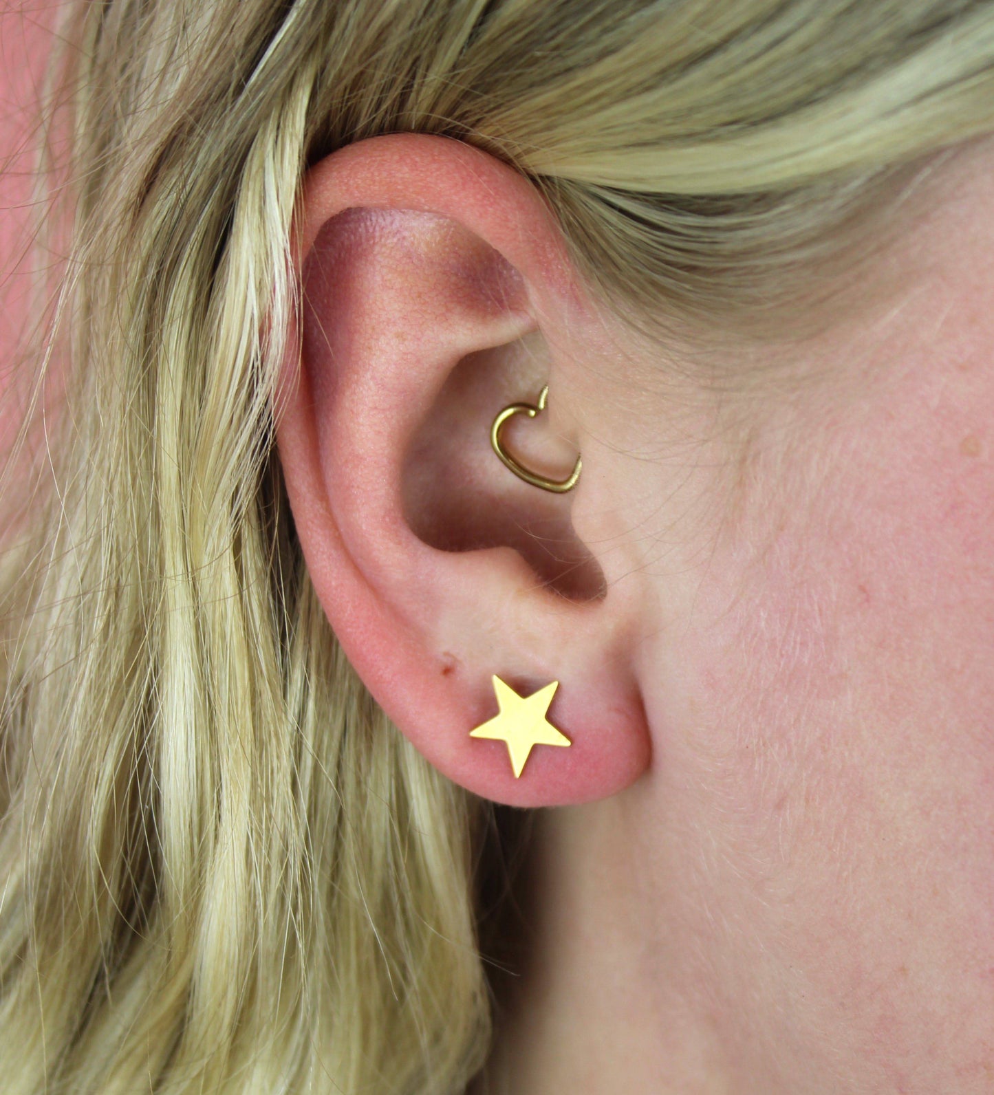 Star & Crescent Moon Stud Earrings (Gold Plated)